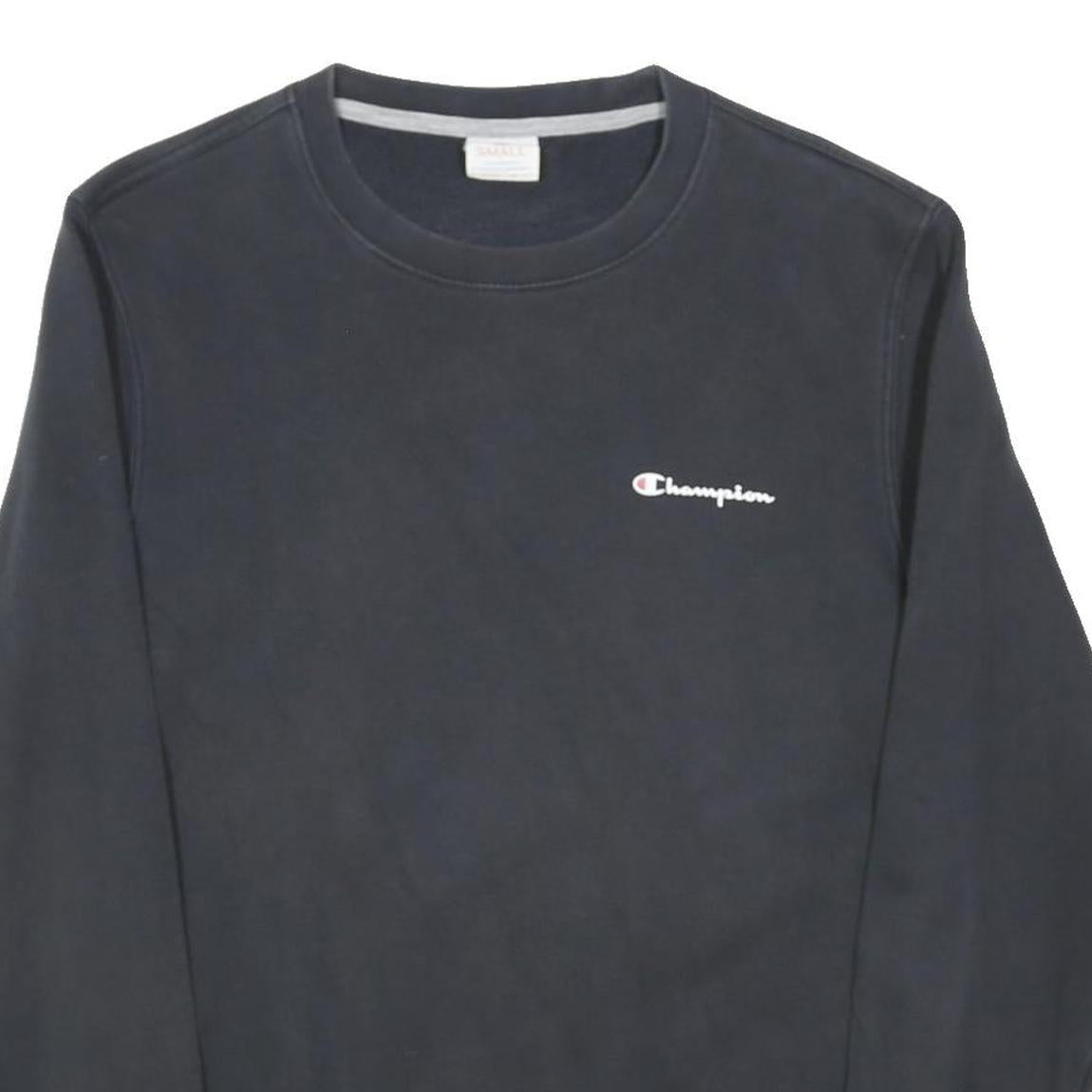 CHAMPION Mens Black Crew Neck S Cotton Blend Pullover Sweatshirt Classic