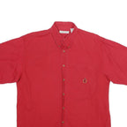 BUGLE BOY Mens Red Casual Short Sleeve Shirt L Cotton Pocket Button Down