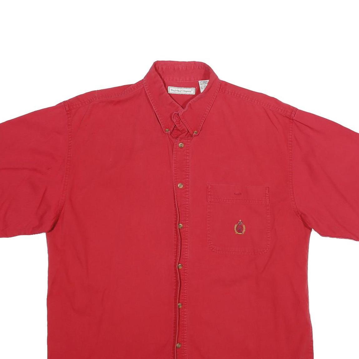 BUGLE BOY Mens Red Casual Short Sleeve Shirt L Cotton Pocket Button Down