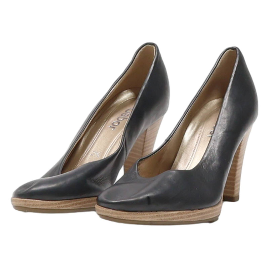 GABOR Court Heels Black Leather Womens UK 2.5