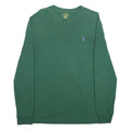 POLO RALPH LAUREN Mens Green T-Shirt S Long Sleeve Crew Neck Cotton Classic