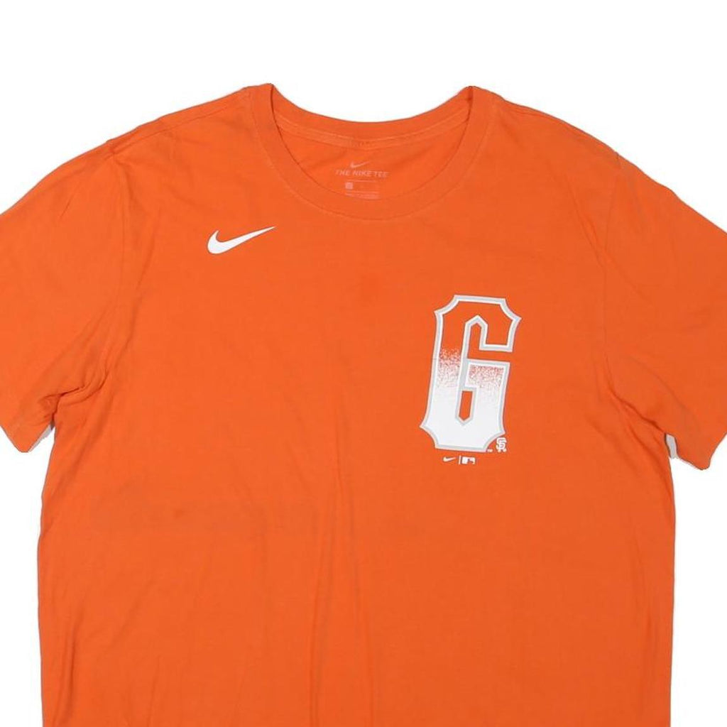 NIKE Mens Orange L Graphic T-Shirt Short Sleeve Crew Neck Sports Casual