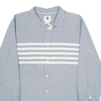 QUIKSILVER Mens Blue & White Cotton Shirt L Casual Button Down Long Sleeve