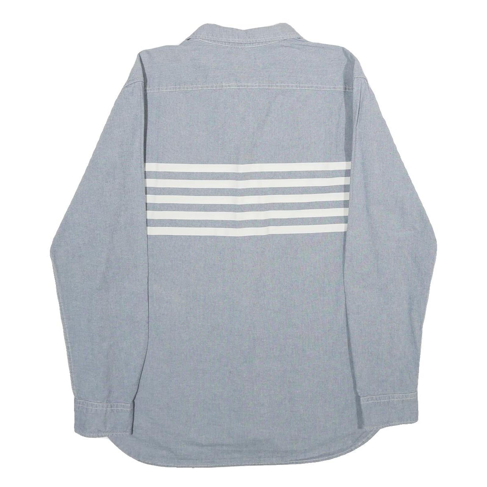 QUIKSILVER Mens Blue & White Cotton Shirt L Casual Button Down Long Sleeve