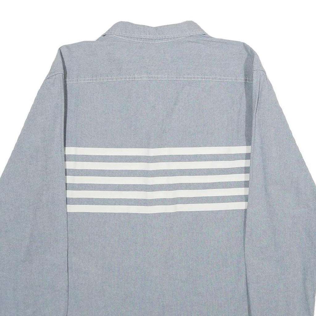 QUIKSILVER Mens Blue & White Cotton Shirt L Casual Button Down Long Sleeve