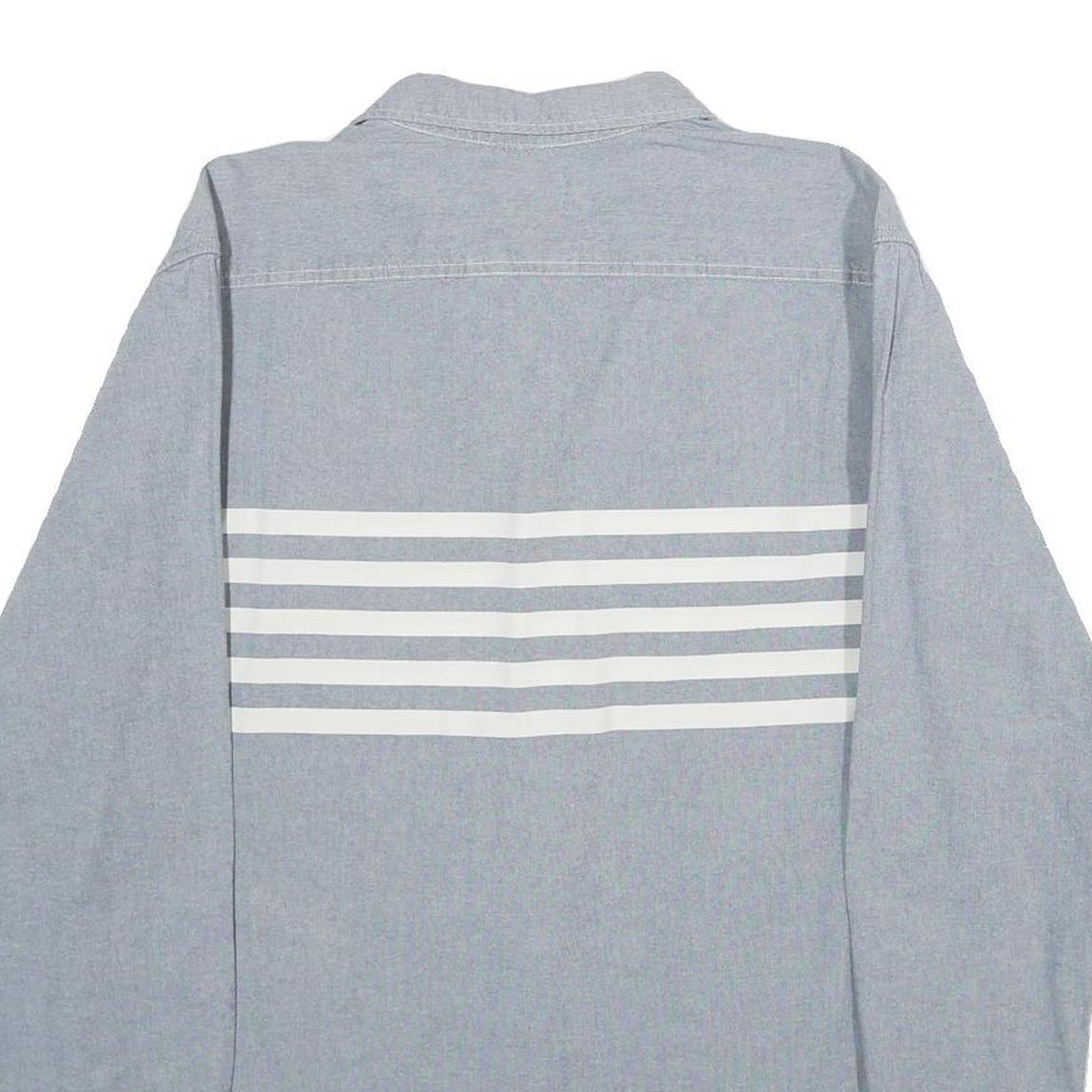 QUIKSILVER Mens Blue & White Cotton Shirt L Casual Button Down Long Sleeve