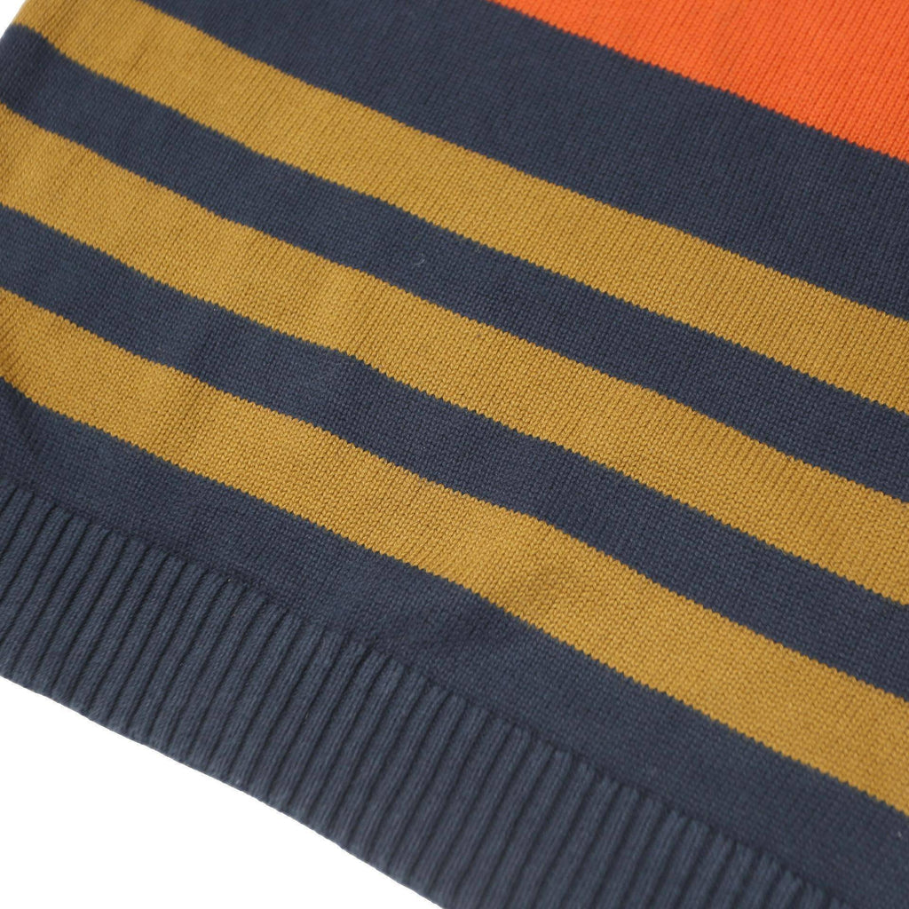 TOMMY HILFIGER Boys Navy & Orange Colourblock Patterned Cotton Jumper Crew Neck