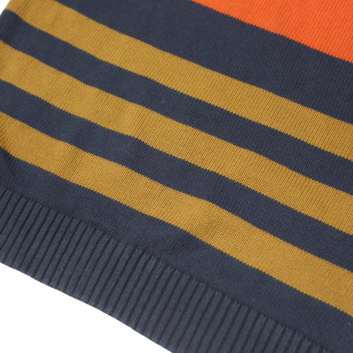 TOMMY HILFIGER Boys Navy & Orange Colourblock Patterned Cotton Jumper Crew Neck