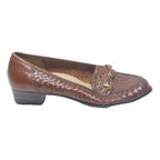 SIOUX Woven Leather Womens Loafers Brown UK 4.5 Comfort Classic Dress Shoes