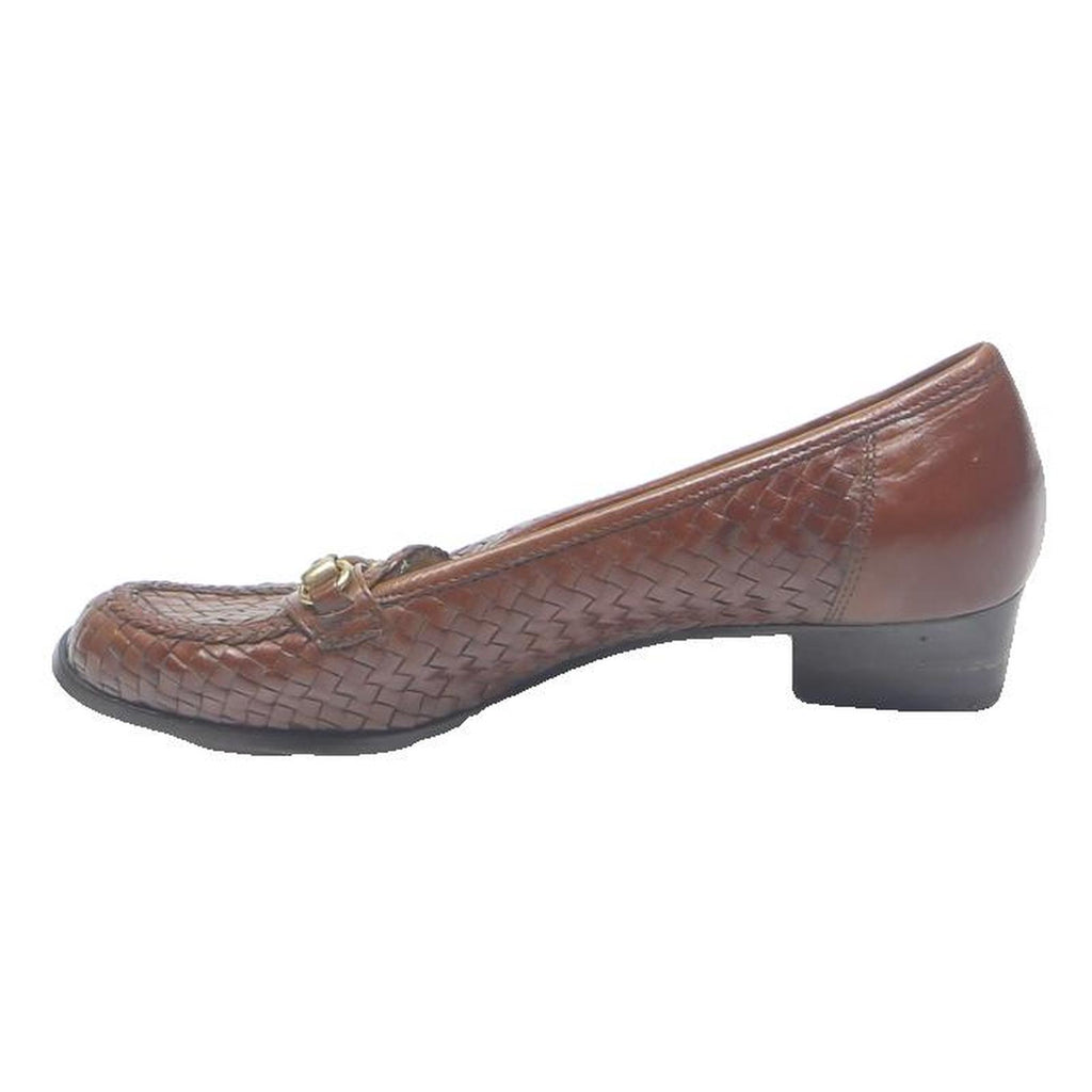 SIOUX Woven Leather Womens Loafers Brown UK 4.5 Comfort Classic Dress Shoes