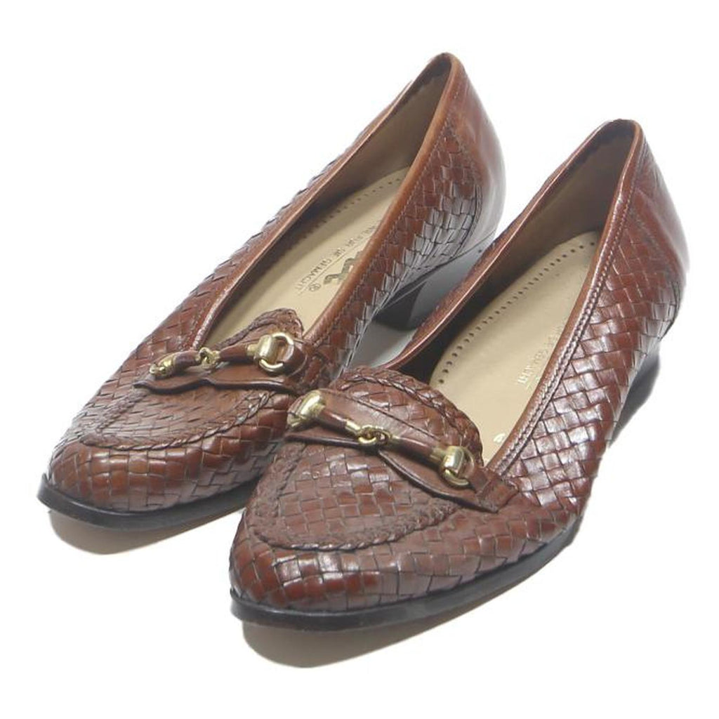 SIOUX Woven Leather Womens Loafers Brown UK 4.5 Comfort Classic Dress Shoes