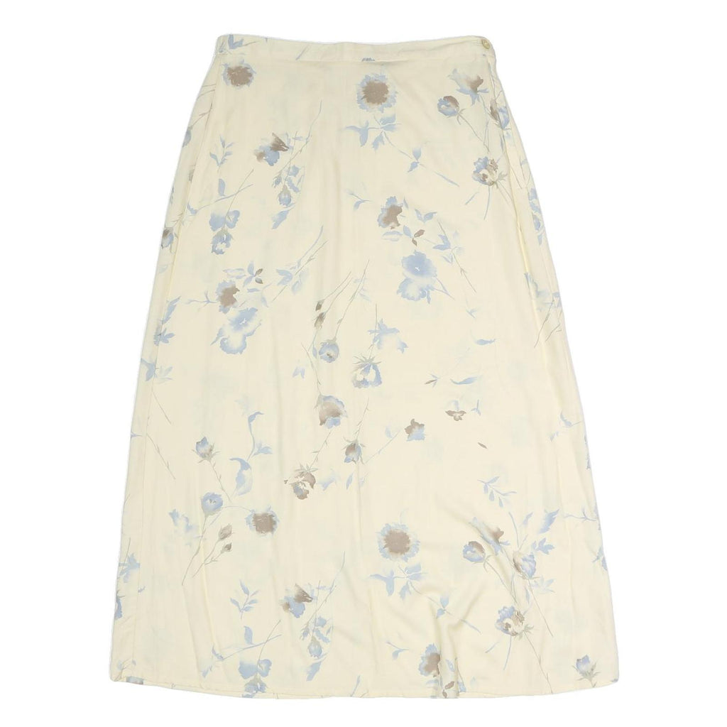 VILLAGER Womens Cream Floral Print Midi Polyester Skirt M Elegant Lightweight