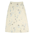 VILLAGER Womens Cream Floral Print Midi Polyester Skirt M Elegant Lightweight