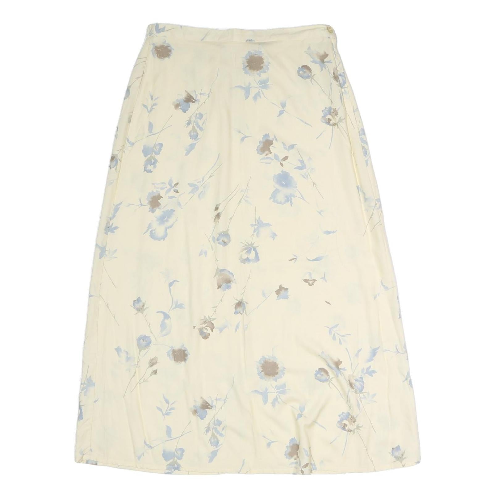 VILLAGER Womens Cream Floral Print Midi Polyester Skirt M Elegant Lightweight