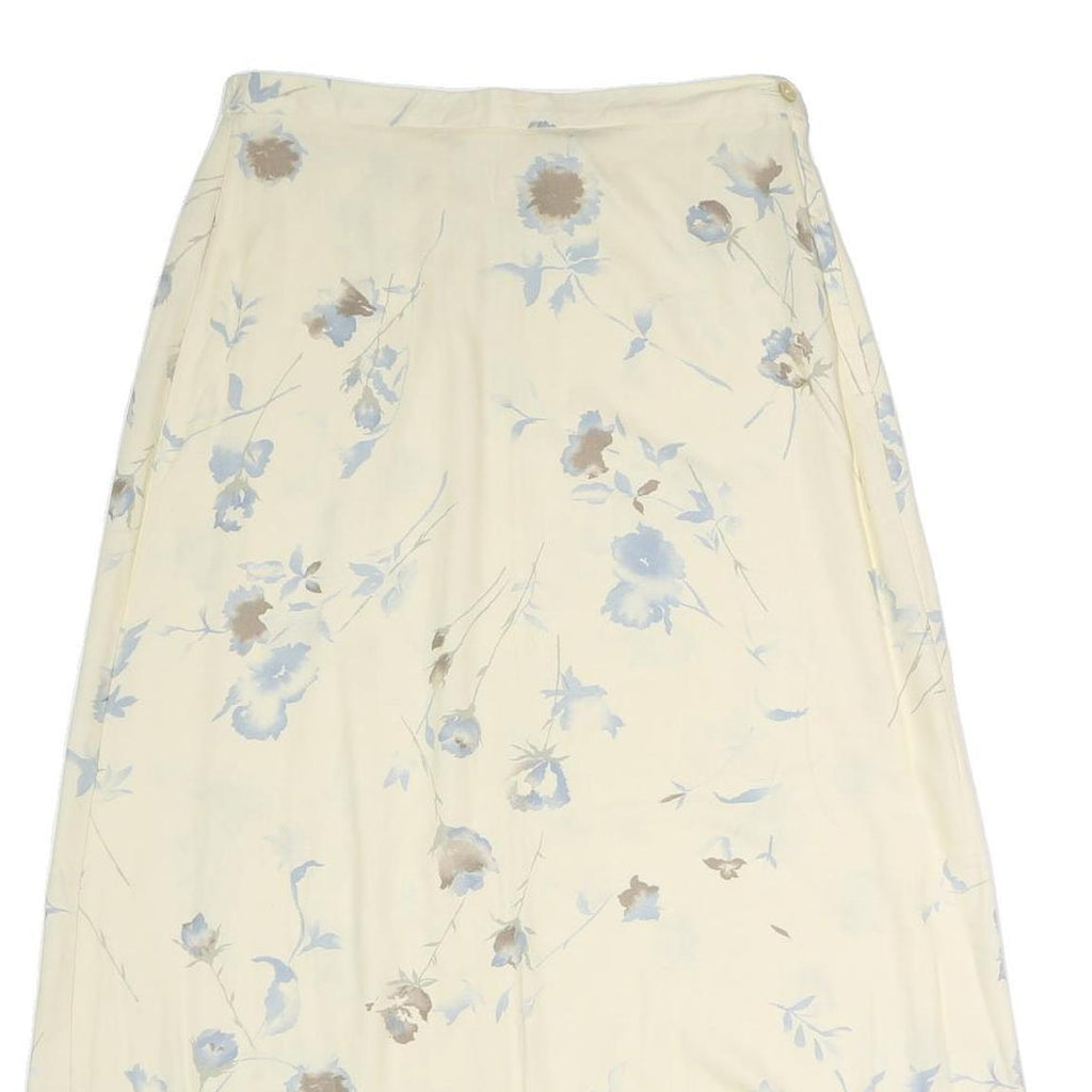 VILLAGER Womens Cream Floral Print Midi Polyester Skirt M Elegant Lightweight