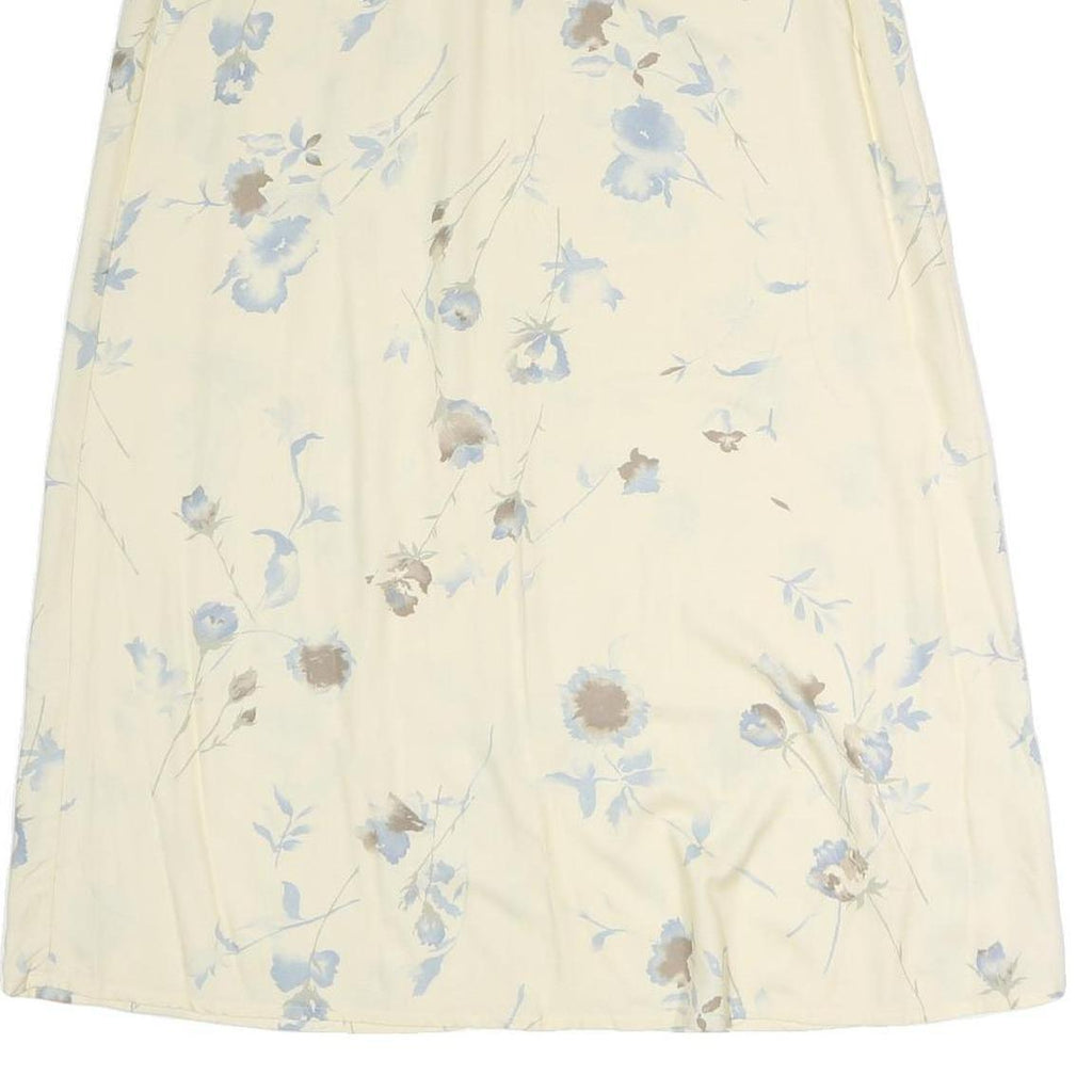 VILLAGER Womens Cream Floral Print Midi Polyester Skirt M Elegant Lightweight