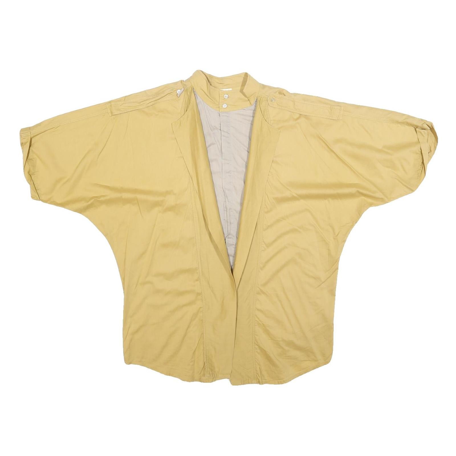 GIOCCO Mens Beige Oversized Top Short Sleeve Button Neck Casual Cotton Blend L