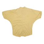GIOCCO Mens Beige Oversized Top Short Sleeve Button Neck Casual Cotton Blend L