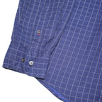 TOMMY HILFIGER Mens Blue Check Shirt XL Cotton Blend Long Sleeve Button Collar