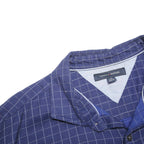 TOMMY HILFIGER Mens Blue Check Shirt XL Cotton Blend Long Sleeve Button Collar