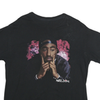 POETIC JUSTICE Mens Black Graphic T-Shirt L Short Sleeve Crew Neck Tupac Print