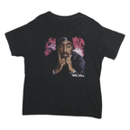 POETIC JUSTICE Mens Black Graphic T-Shirt L Short Sleeve Crew Neck Tupac Print