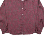 DIESEL Womens Maroon Printed Shirt Long Sleeve Button Neck L Relaxed Fit Casual