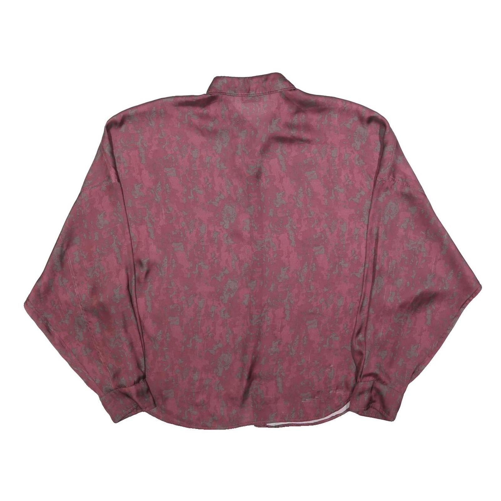 DIESEL Womens Maroon Printed Shirt Long Sleeve Button Neck L Relaxed Fit Casual