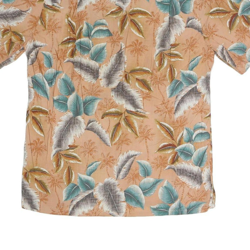 BATICK BAY Mens Peach Green & Brown Leaf Print Shirt M Cotton Blend Casual