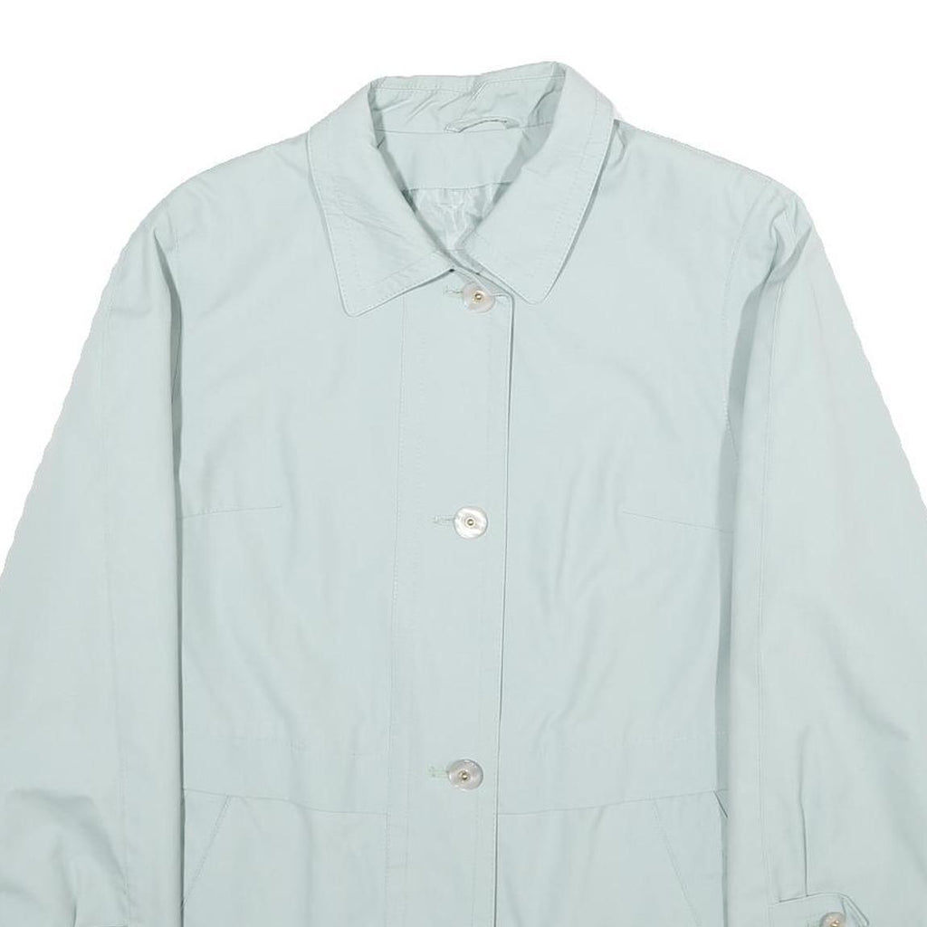 Womens Pale Blue Button Jacket UK 14 Polyester Blend Classic Lightweight