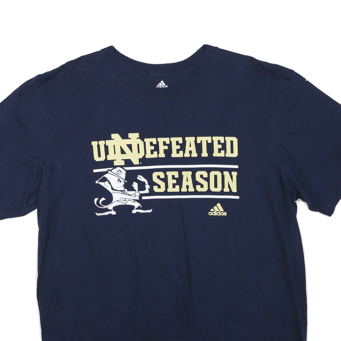 ADIDAS Mens Navy Blue Undefeated Season Graphic T-Shirt XL Crew Neck Short