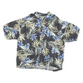ORIGINAL ISLAND SPORT Mens Black & Blue Hawaiian Shirt XL Rayon Floral Leaf