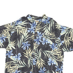 ORIGINAL ISLAND SPORT Mens Black & Blue Hawaiian Shirt XL Rayon Floral Leaf