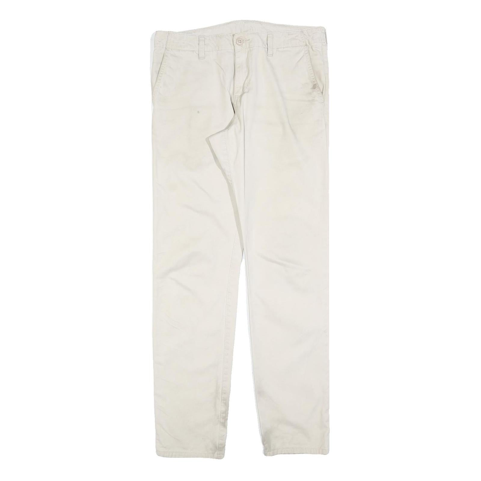 CARHARTT Mens Cotton Blend Beige Slim Straight Trousers W31 L32 Casual Workwear