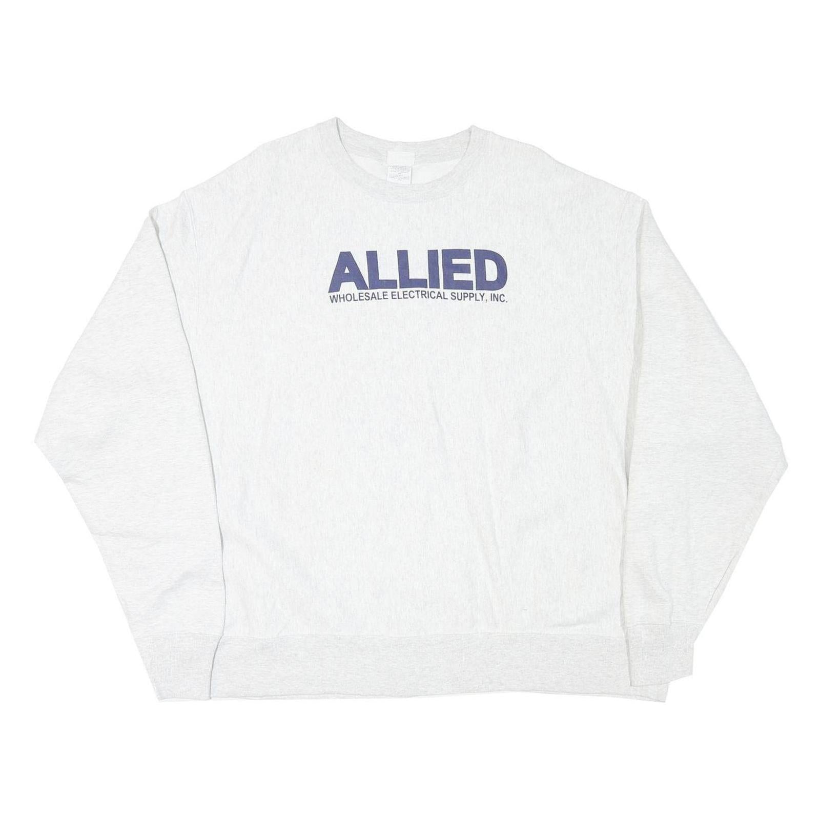 CHAMPION Mens White Pullover 2XL Allied Electrical Sweatshirt Cotton Blend