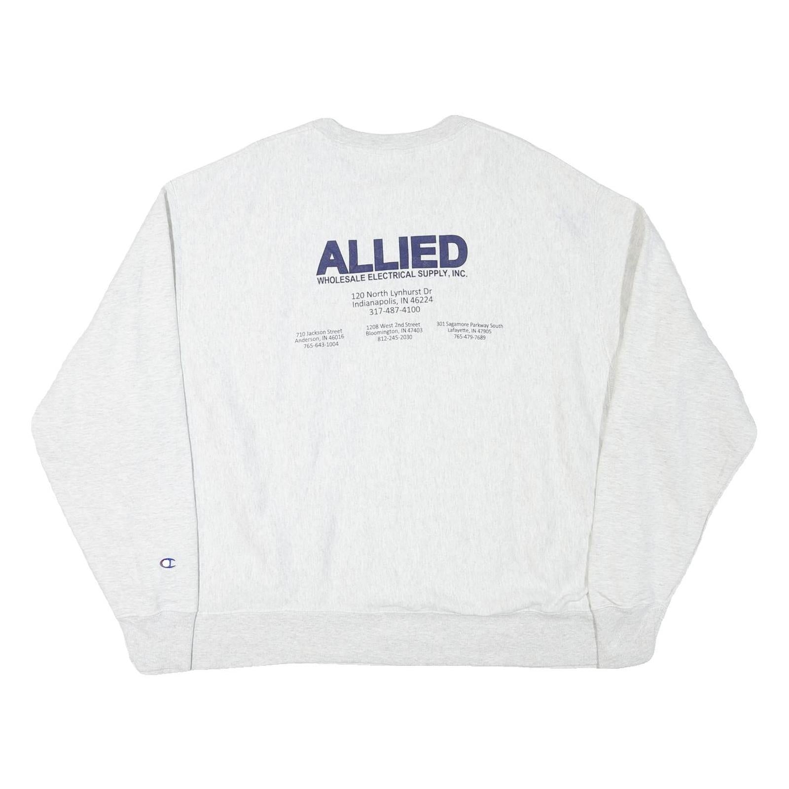 CHAMPION Mens White Pullover 2XL Allied Electrical Sweatshirt Cotton Blend