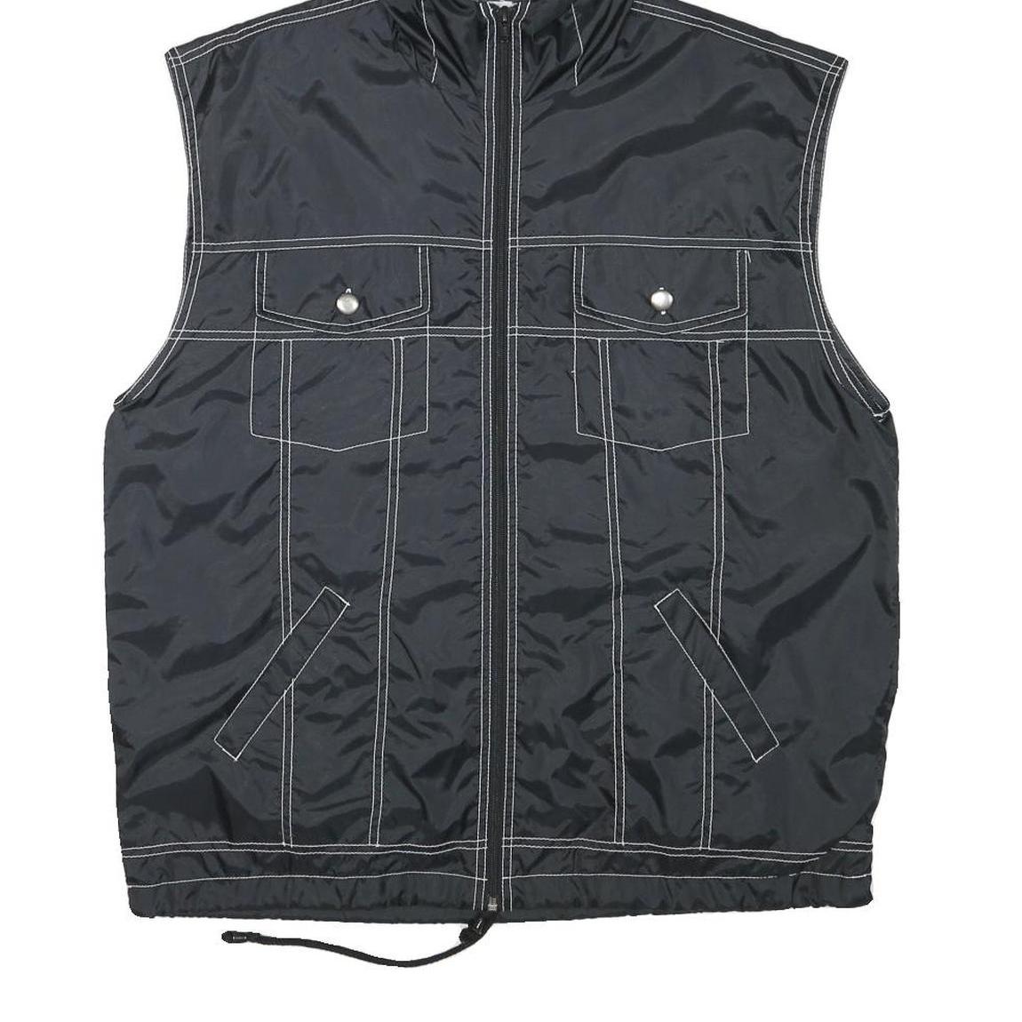 KEEP FUN Mens Black Sleeveless Hooded Jacket L Polyester Blend Logo Streetwear