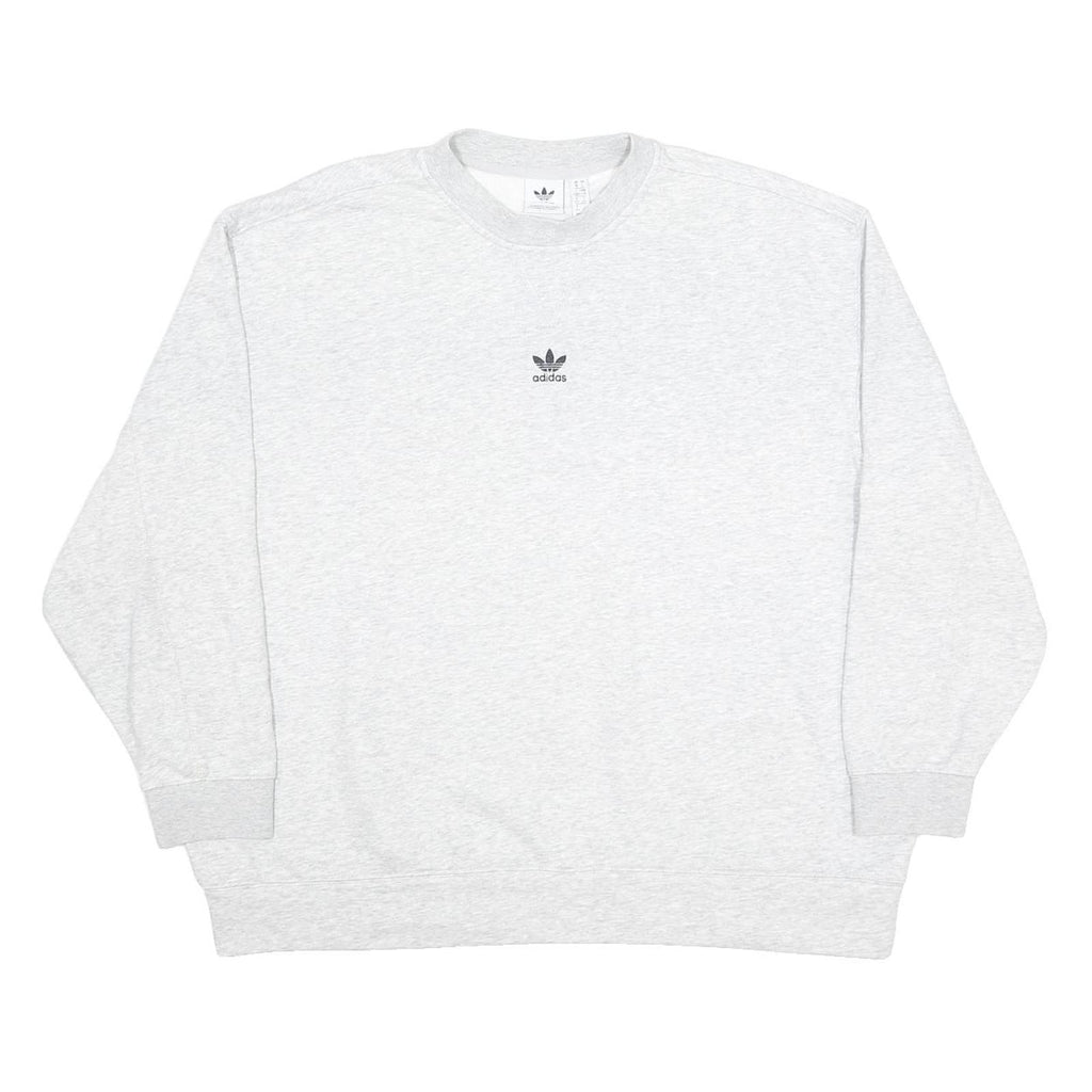 ADIDAS Womens Grey Crew Neck UK 18 Cotton Blend Sweatshirt Casual Pullover