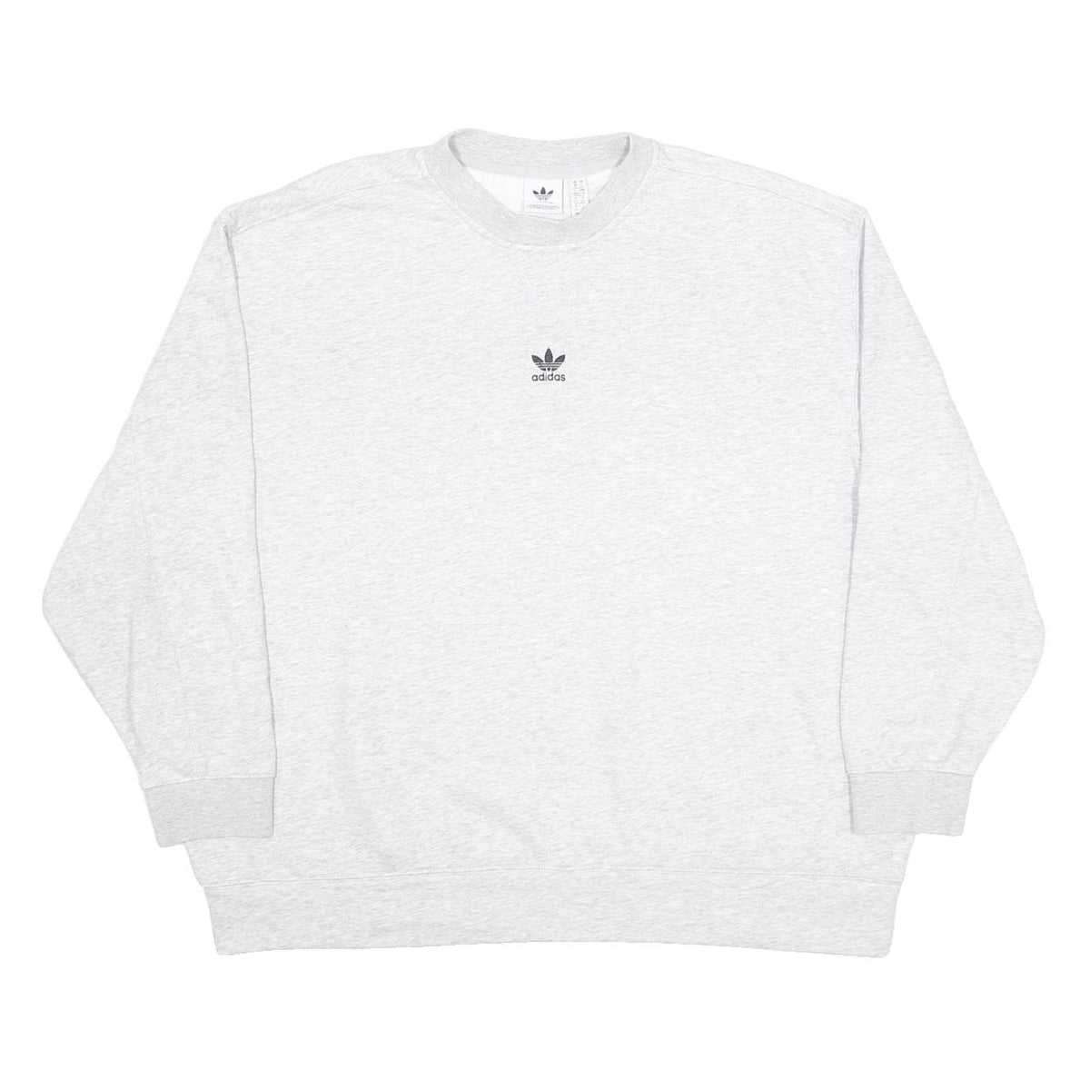 ADIDAS Womens Grey Crew Neck UK 18 Cotton Blend Sweatshirt Casual Pullover