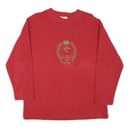 CLAIRE Womens Red Sweatshirt Crew Neck M Embroidered Crest Pullover Cotton Blend