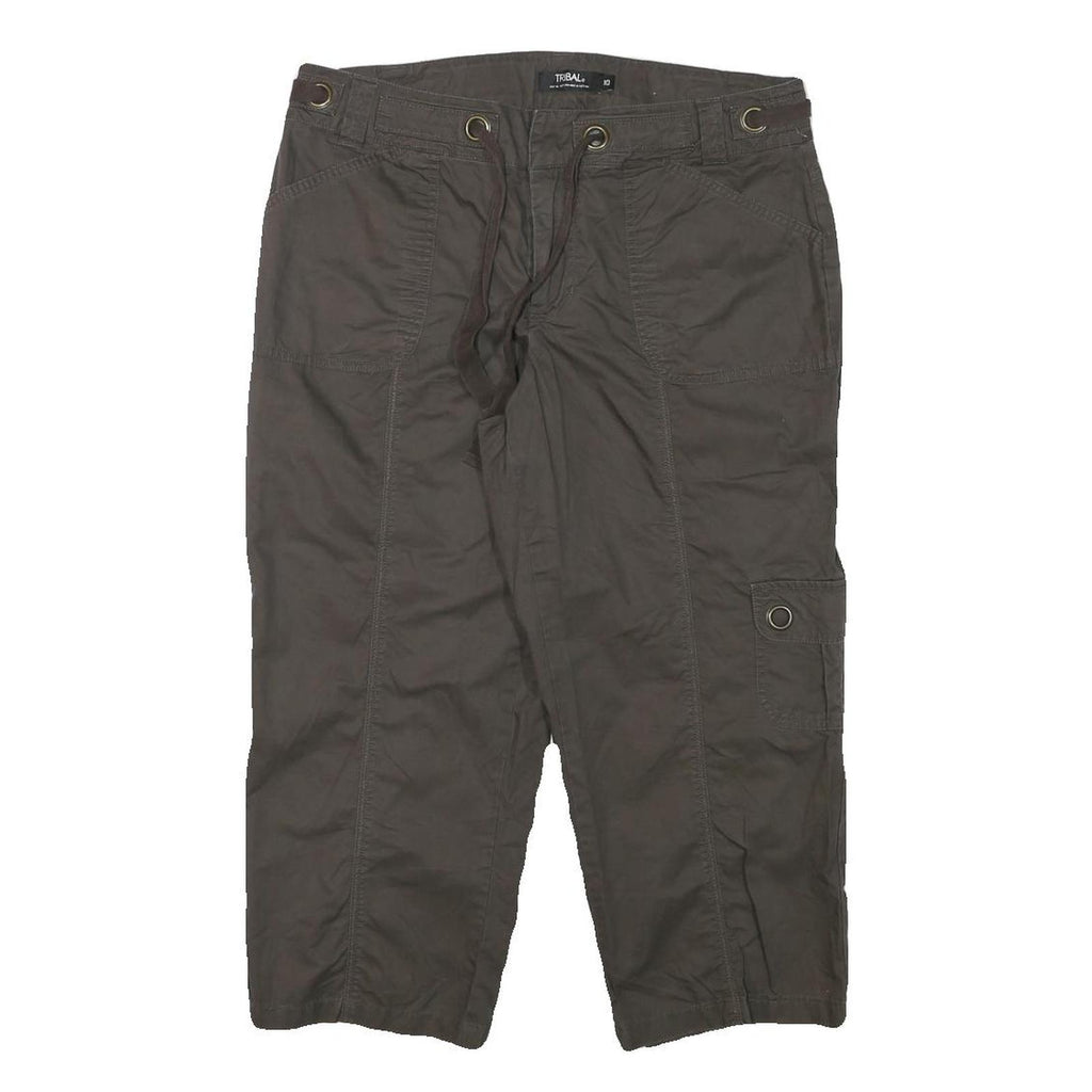 TRIBAL Womens Shorts Brown Cargo L W32 Cotton Blend Casual Utility