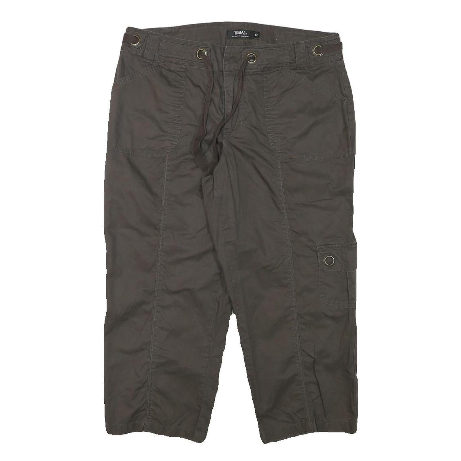 TRIBAL Womens Shorts Brown Cargo L W32 Cotton Blend Casual Utility