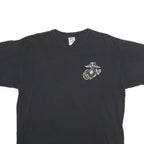 BAYSIDE Mens Black United States Marine Corps Graphic T-Shirt L Short Sleeve