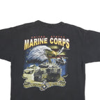 BAYSIDE Mens Black United States Marine Corps Graphic T-Shirt L Short Sleeve