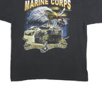 BAYSIDE Mens Black United States Marine Corps Graphic T-Shirt L Short Sleeve