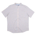 CHAPS Mens Blue & Pink Check Short Sleeve Shirt L Button-Down Collar Cotton