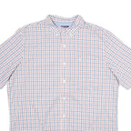 CHAPS Mens Blue & Pink Check Short Sleeve Shirt L Button-Down Collar Cotton