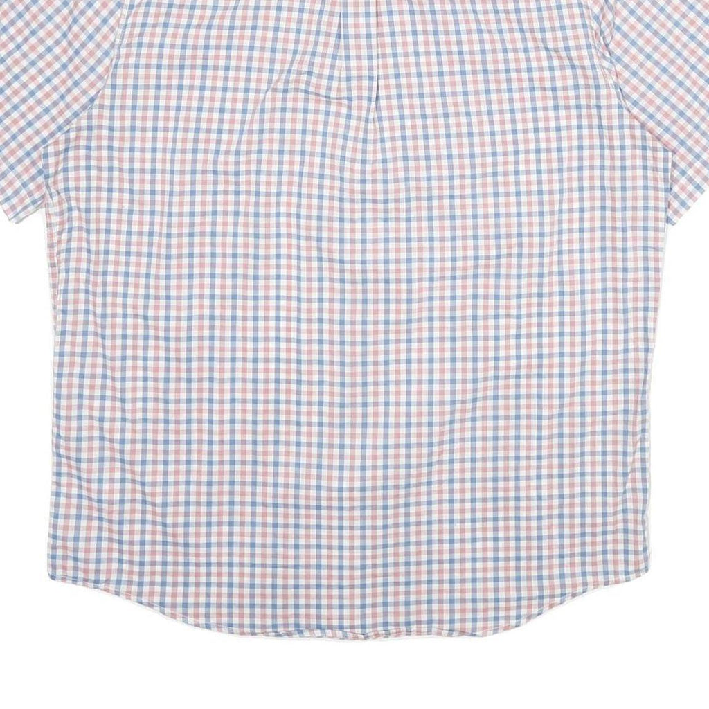 CHAPS Mens Blue & Pink Check Short Sleeve Shirt L Button-Down Collar Cotton
