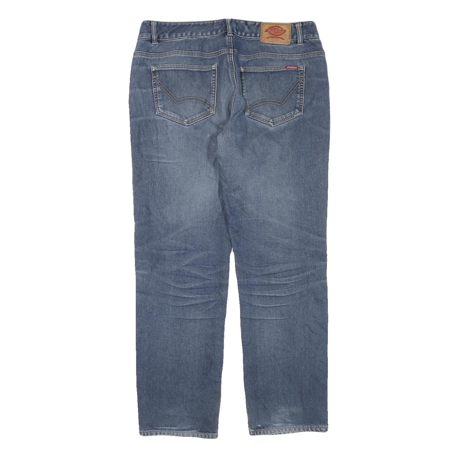 DICKIES Womens Regular Fit Blue Denim Jeans W36 L30 Cotton Blend Zip Pocket