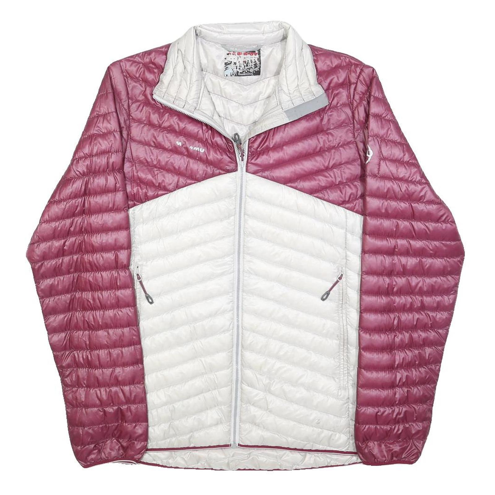 MAMMUT Mens Pink & White Quilted Jacket S Polyester Outdoor Zip Up Light Warm